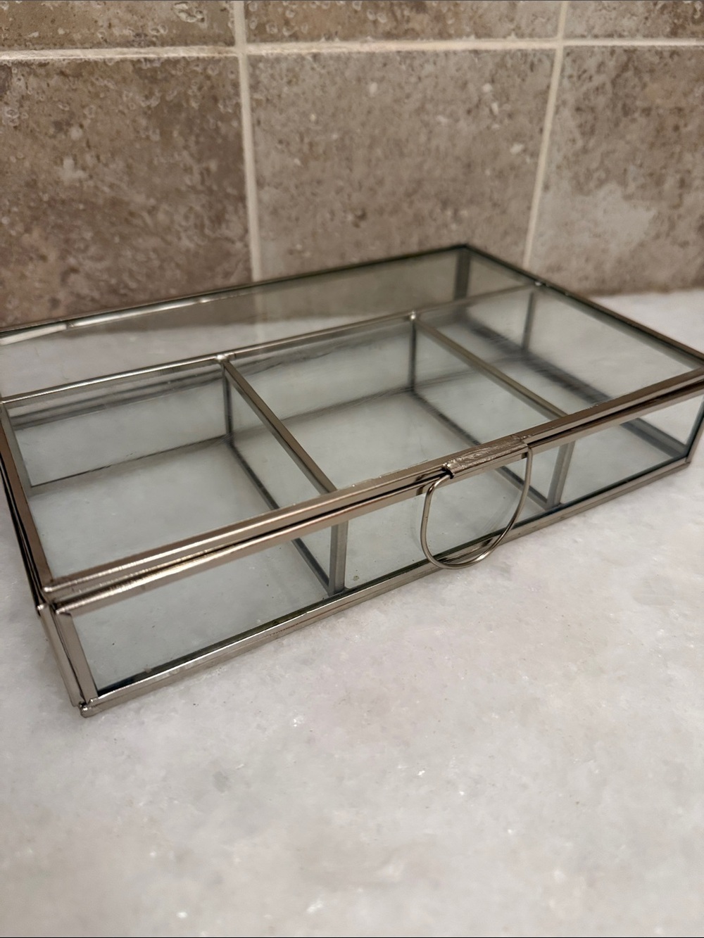 Vintage vibe Glass & soldered metal jewelry Box case